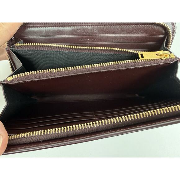 Saint Laurent Amerena Zip Around Wallet Burgundy Leather - Picture 12 of 15
